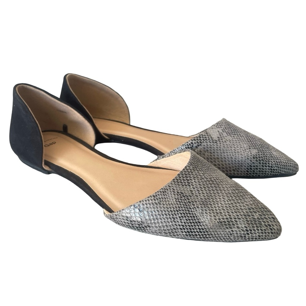 GAP Black Gray Snakeskin D’Orsay Flats Size 9 - Picture 3 of 8
